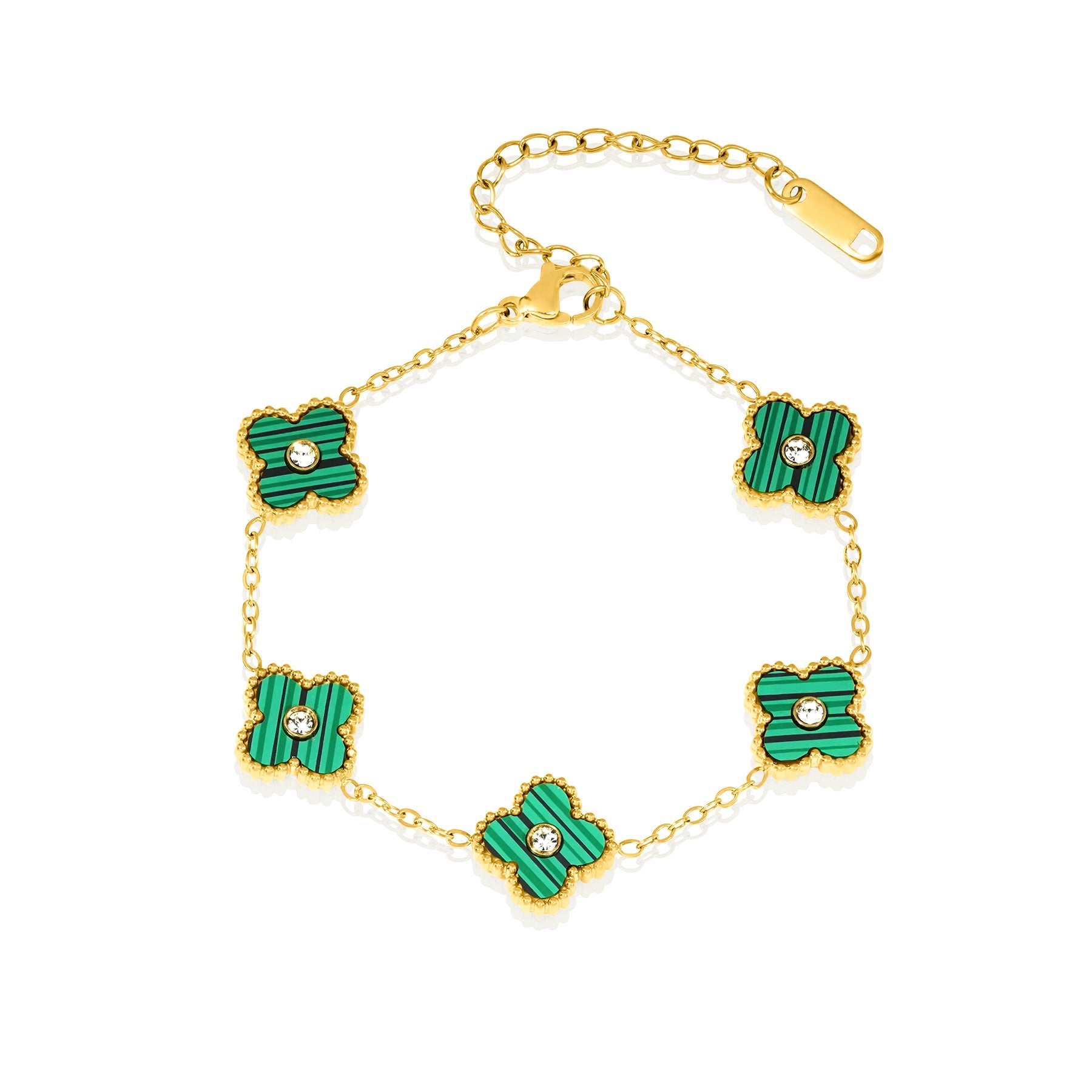 Modern Flower Link Bracelet in Yellow Gold Plated