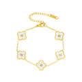 Modern Flower Link Bracelet in Yellow Gold Plated