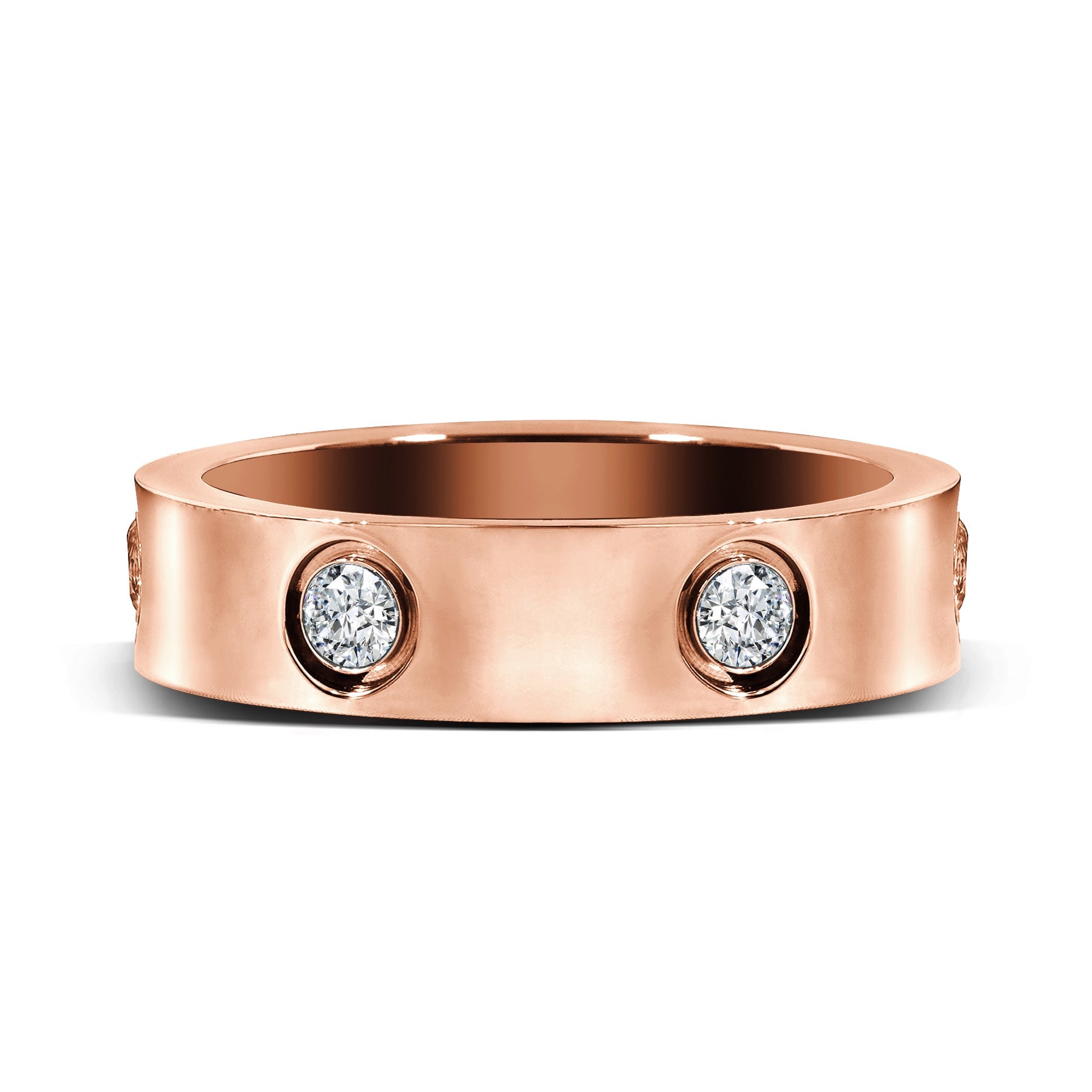 Classic Wedding Band - Flush Bezel Wedding Ring - Anniversary and Meaningful Gift for Women in White Gold Plating