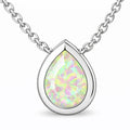 JeenMata 3 Carat November - Citrine Birthstone Pear Cut Bezel Set Pendant Necklace - in 18K White Gold Plating for Women