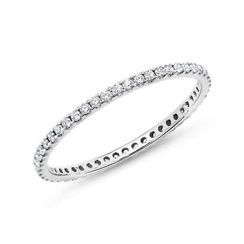 JeenMata Lab Grown Diamond Eternity Band Ring Timeless Promise Gift in 18K White Gold Plated for Women