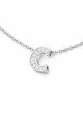 JeenMata Lab Grown Diamond Initial “C” Letter Necklace – Elegant Alphabet Pendant Gift – 18K White Gold Plating for Women