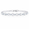 JeenMata 4.5 Carat Round Lab Grown Diamond & Flower Moissanite Bracelet - Feminine Floral Style in 18K White Gold Plating for Women