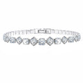 JeenMata 4.5 Carat Round Lab Grown Diamond & Motif Moissanite Bracelet – Elegant Floral Design in 18K White Gold Plating for Women
