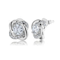 Elegant 1 ct Round cut CVD Lab Grown Diamond Infinity Stud Earrings in 18K White Gold Plating over Silver for Women