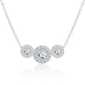 JeenMata Lab Grown Diamond Trio Necklace - Round Cut Halo Necklace in White Gold Plating
