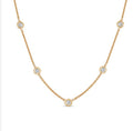 JeenMata Five Stone Lab Grown Diamond Bezel Station Necklace for Women 18K Yellow Gold Plating for Women