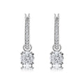 JeenMata 1 Carat Round Cut Lab Grown Diamond Dangle Drop Earrings in 18K White Gold Over Silver