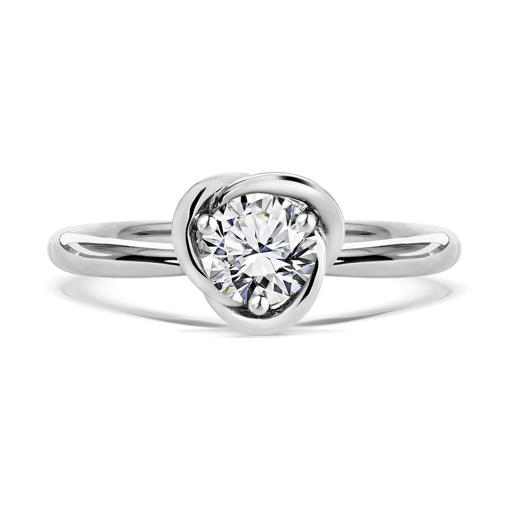 Certified 1 Carat Round Lab Diamond Petite Twist Engagement Ring