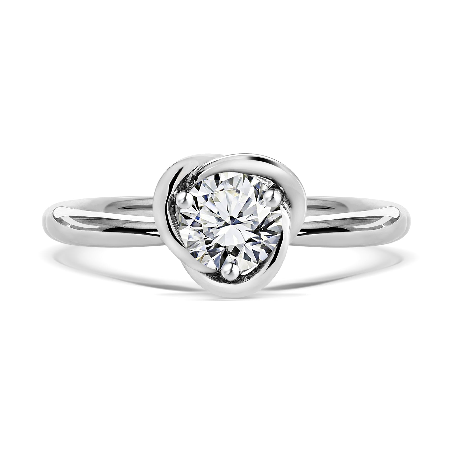 Certified 1 Carat Round Lab Diamond Petite Twist Engagement Ring