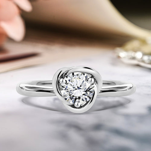 1 Carat Round Lab Diamond Petite Twist Engagement Ring