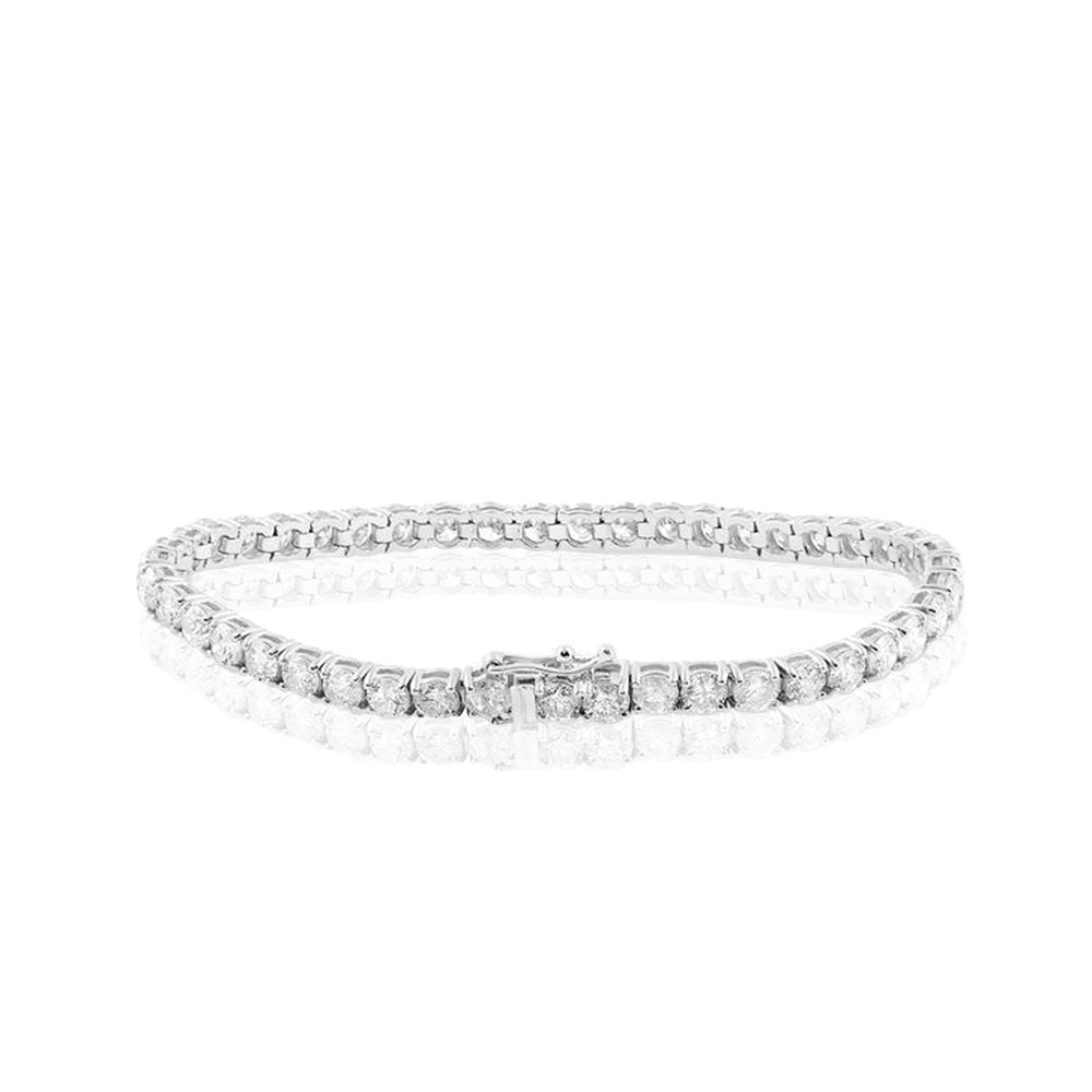 11 TCW Round Cut Tennis Bracelet for Women in Eternity Design in 18K White Gold over Brass
