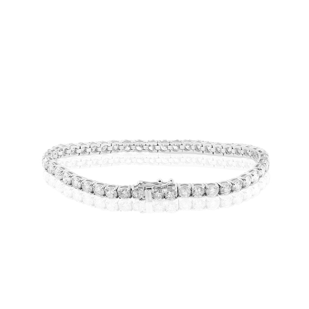 Classic 5.5 TCW Round Cut Moissanite Tennis Bracelet Eternity Design in 18K White Gold over Silver