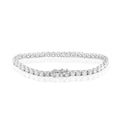3 Carat Round Cut Moissanite Tennis Bracelet Eternity Design in 18K White Gold over Silver, Female, Adult