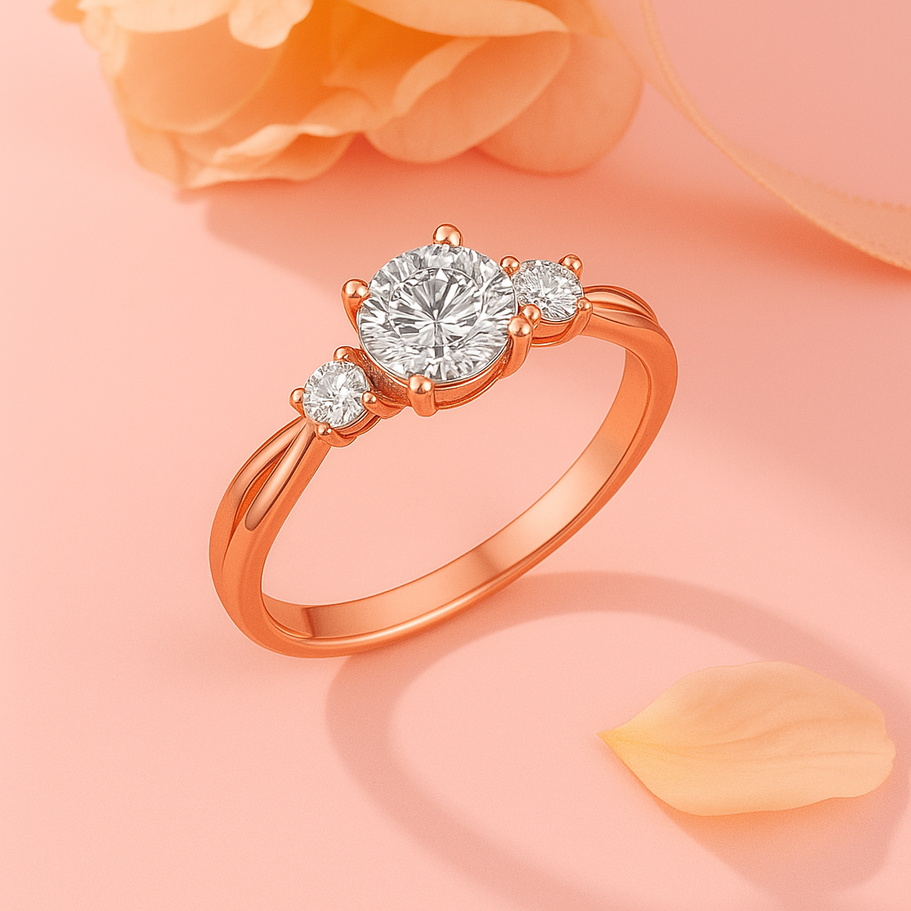 Three-Stone 1.10 Ct Round Moissanite Twisted Engagement Ring