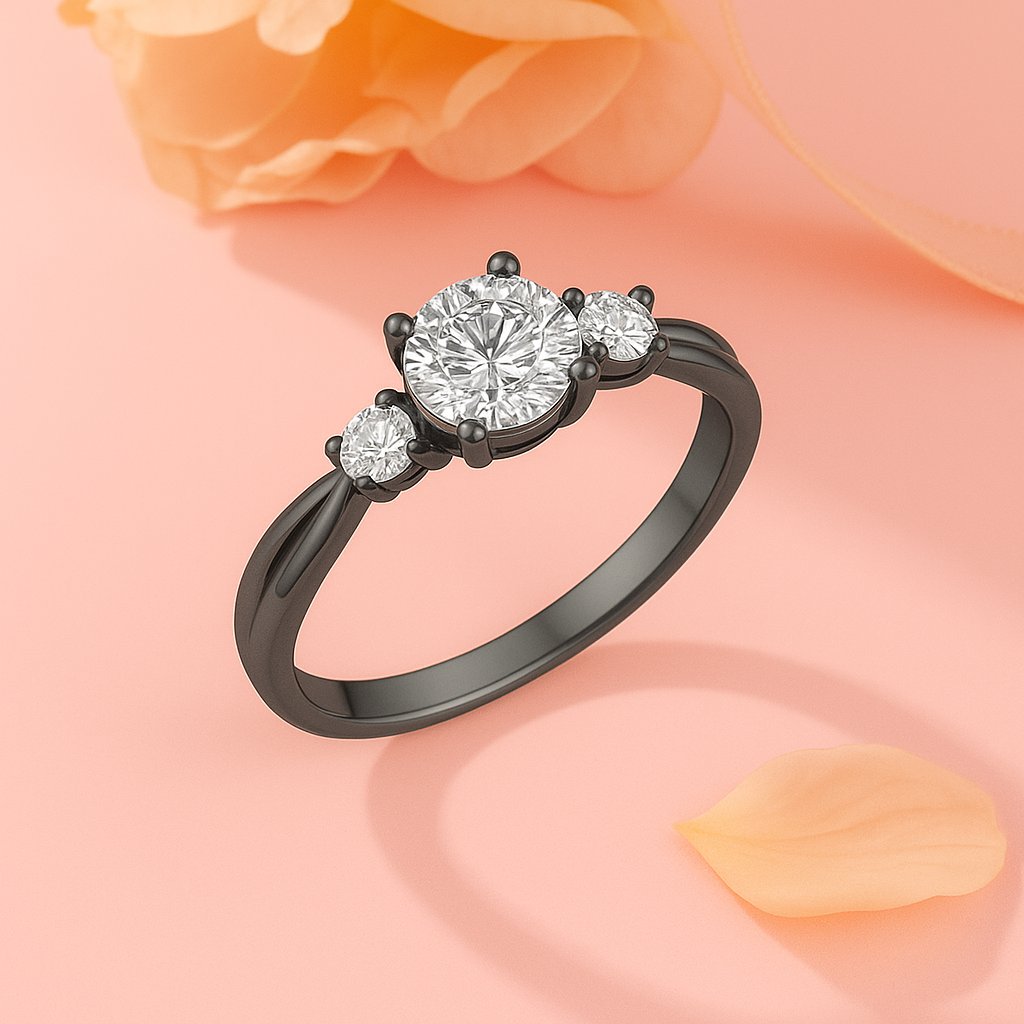 Three-Stone 1.10 Ct Round Moissanite Twisted Engagement Ring