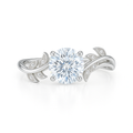 Certified 1.05 ct Round Lab Diamond Vine Design Leaf Engagement Ring