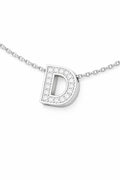 JeenMata Lab Grown Diamond Initial “D” Letter Necklace – Elegant Alphabet Pendant Gift – 18K White Gold Plating for Women