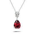 Classic 1.75 Carat Round and Pear Cut Dangle - SWAROVSKI Garnet - January Birthstone Pendant Necklace in 18k White Gold over Silver, Women