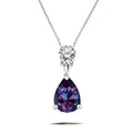 Classic 1.75 Carat Round and Pear Cut Dangle - SWAROVSKI Alexandrite - June Birthstone Pendant Necklace in 18k White Gold over Silver, Women