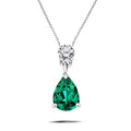 Classic 1.75 Carat Round and Pear Cut Dangle - SWAROVSKI Emerald - May Birthstone Pendant Necklace in 18k White Gold over Silver, Women