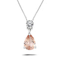 Classic 1.75 Carat Round and Pear Cut Dangle - SWAROVSKI Pink Tourmaline - October Birthstone Pendant Necklace in 18k White Gold over Silver, Women