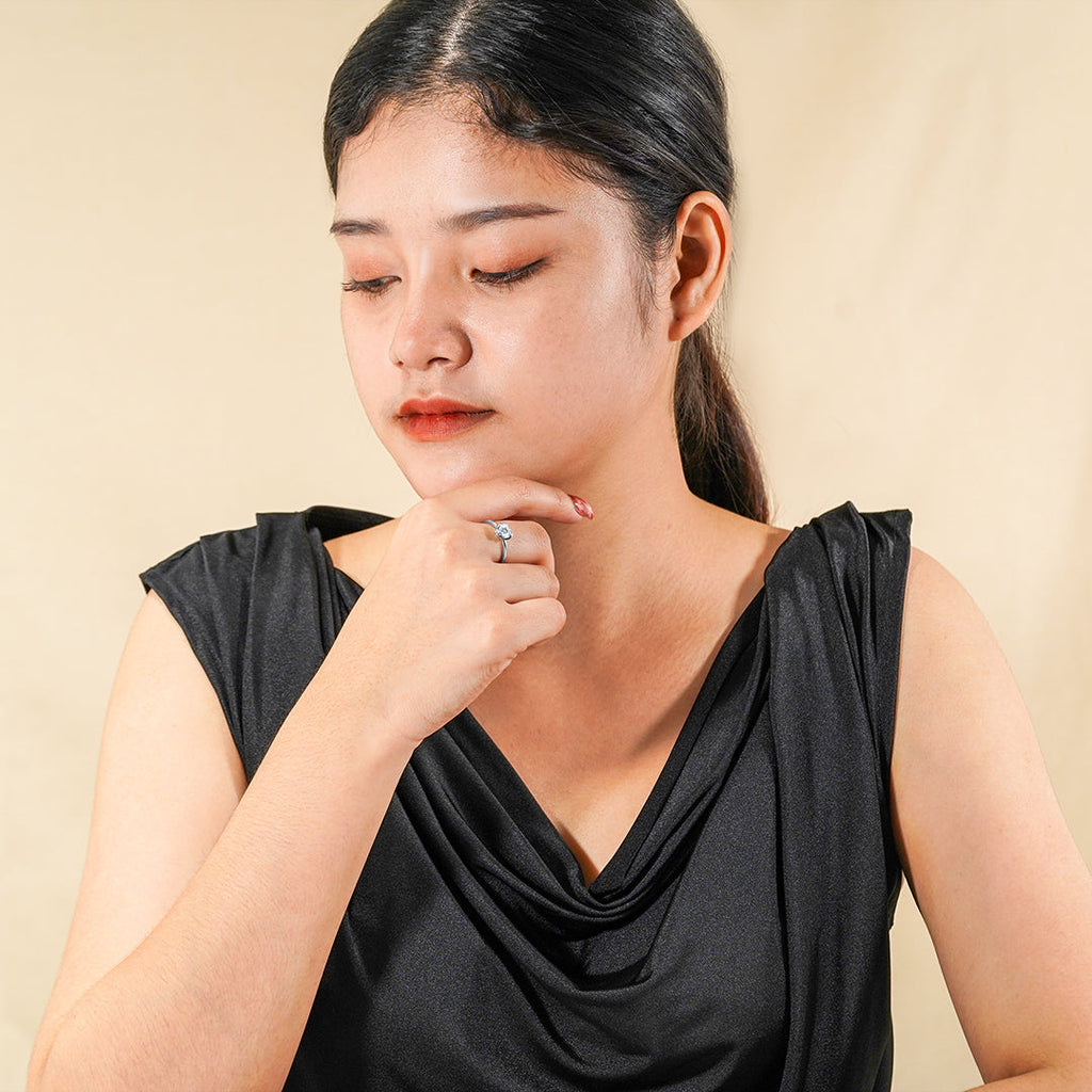 Certified 1 Carat Round Lab Diamond Petite Twist Engagement Ring