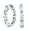 JeenMata 2 Carat December Birthstone - Blue Topaz & Cubic Zirconia Hoop Earrings - Multicolor Birthstone Earrings in 18K White Gold Plating for Women