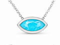 JeenMata 3.6 Carat December - Blue Topaz Birthstone Marquise Cut Bezel Set Pendant Necklace - in 18K White Gold Plating for Women