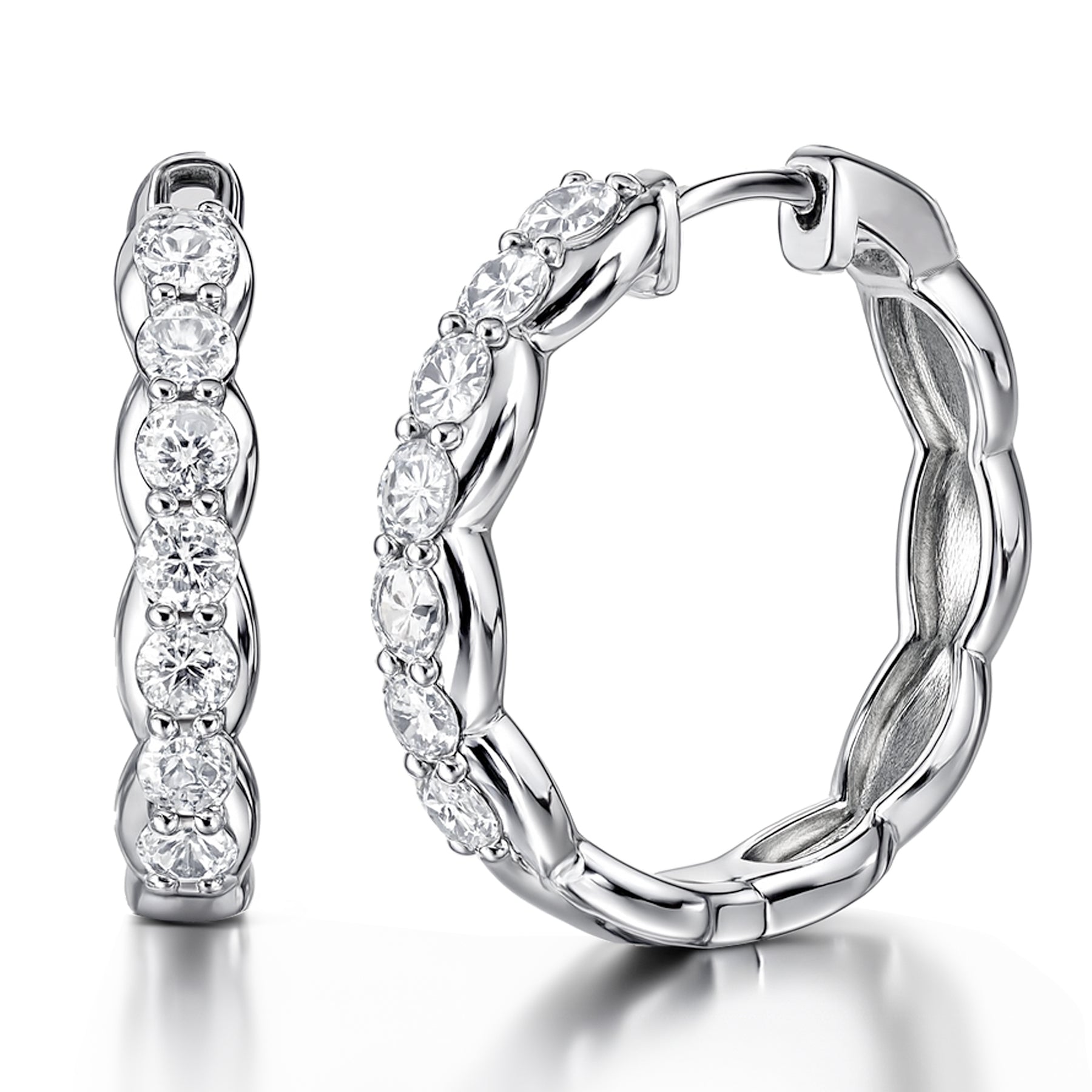 1.25 Carat Certified Lab Grown Diamond Infinity-Inspired Hoop Earrings in 18K White Gold Plating for Women