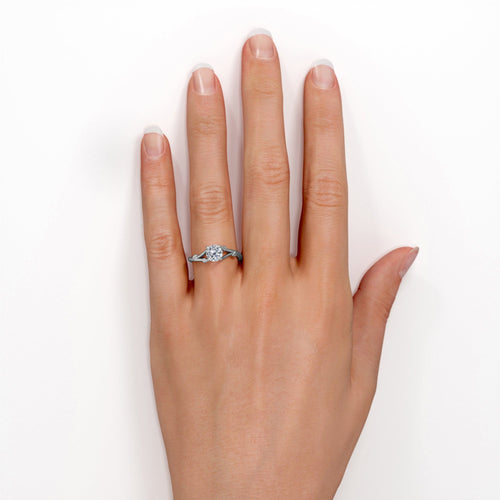 1 CT Round Lab Diamond Floral Shank Solitaire Engagement ring