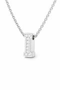 JeenMata Lab Grown Diamond Initial “I” Letter Necklace – Elegant Alphabet Pendant Gift – 18K White Gold Plating for Women