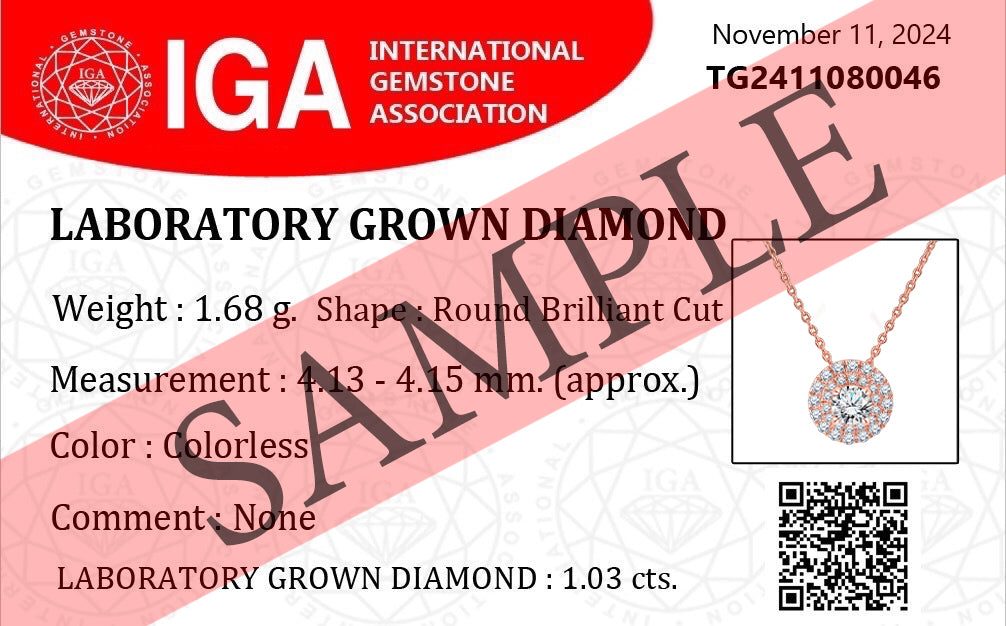 Certified 1 Carat Round Cut Lab Grown Diamond Double Halo Pendant Necklace