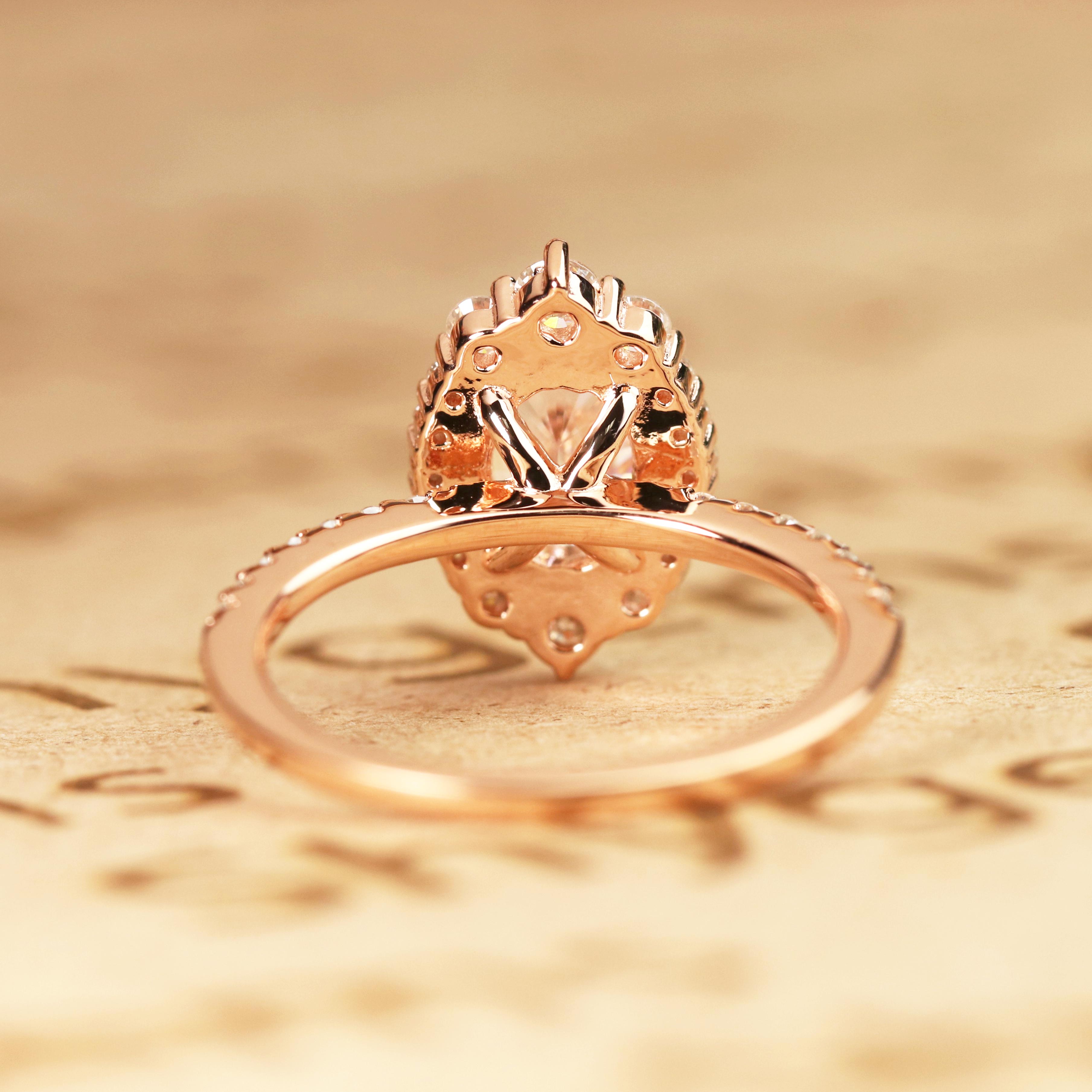 Pave 1.50 Carat Oval Moissanite Halo Engagement Ring