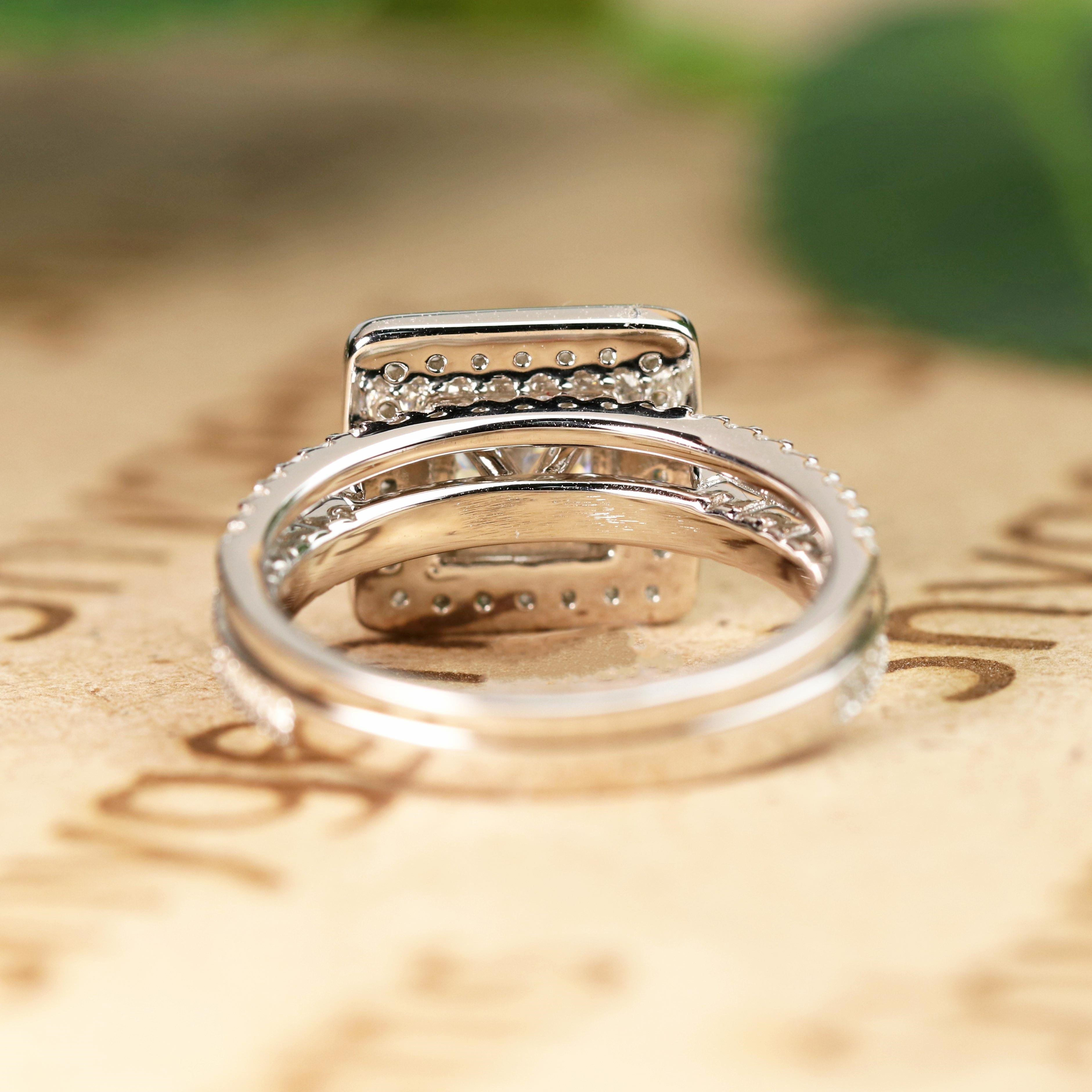 Vintage 1 Carat Princess Cut Moissanite Milgrain Bridal Set