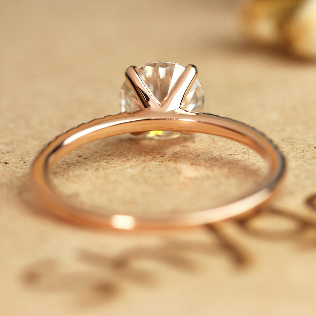 Pave 1.25 Carat Round Cut Moissanite Engagement Ring