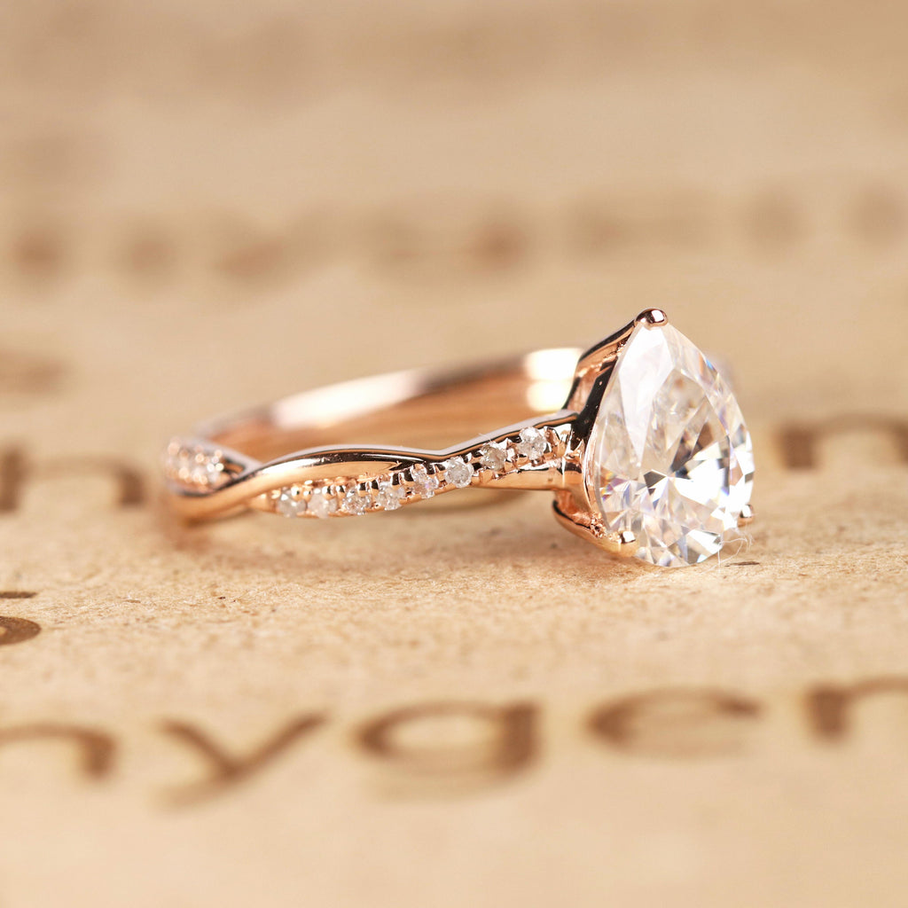 Teardrop 1.75 Carat Moissanite Infinity Engagement Ring