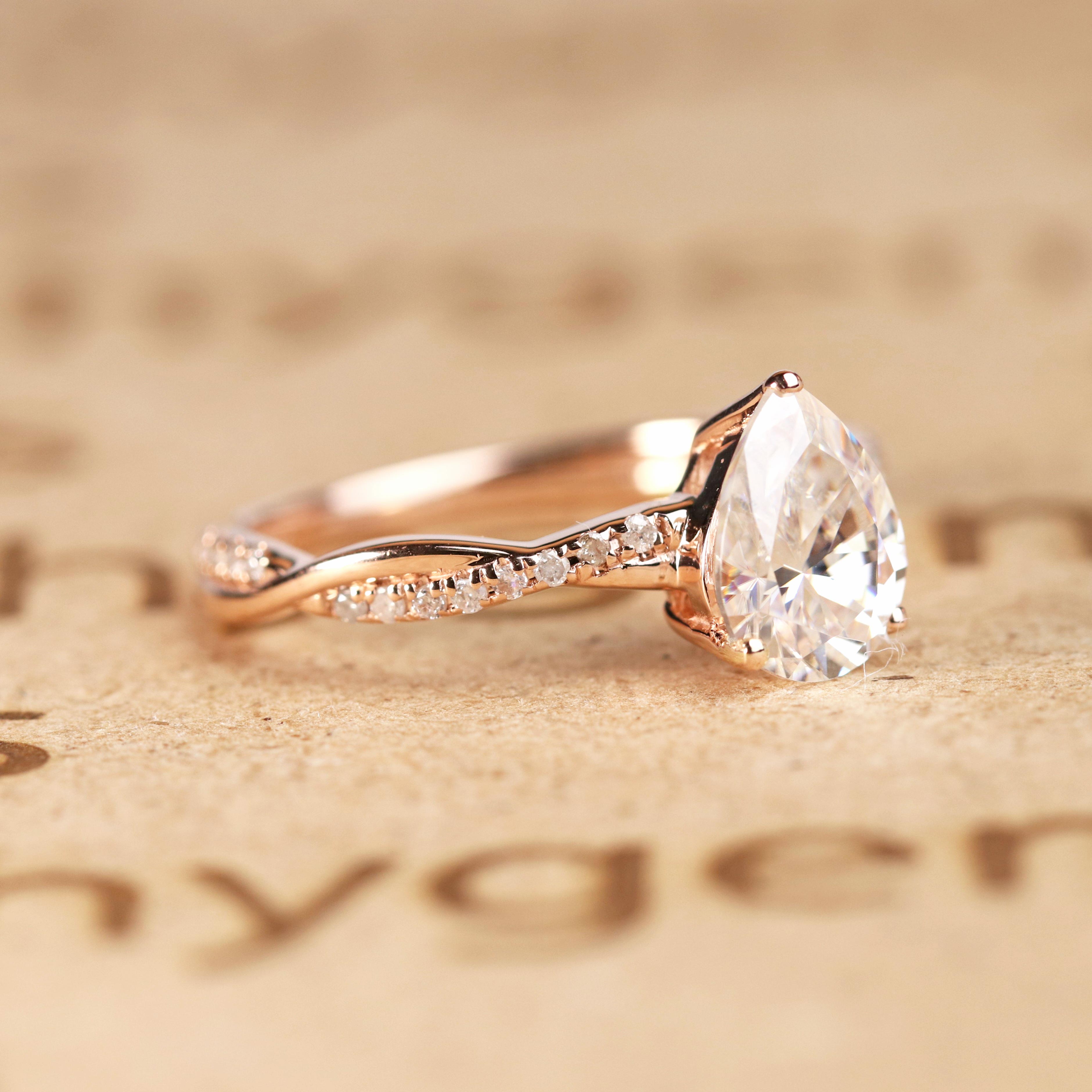 Teardrop 1.75 Carat Moissanite Infinity Engagement Ring