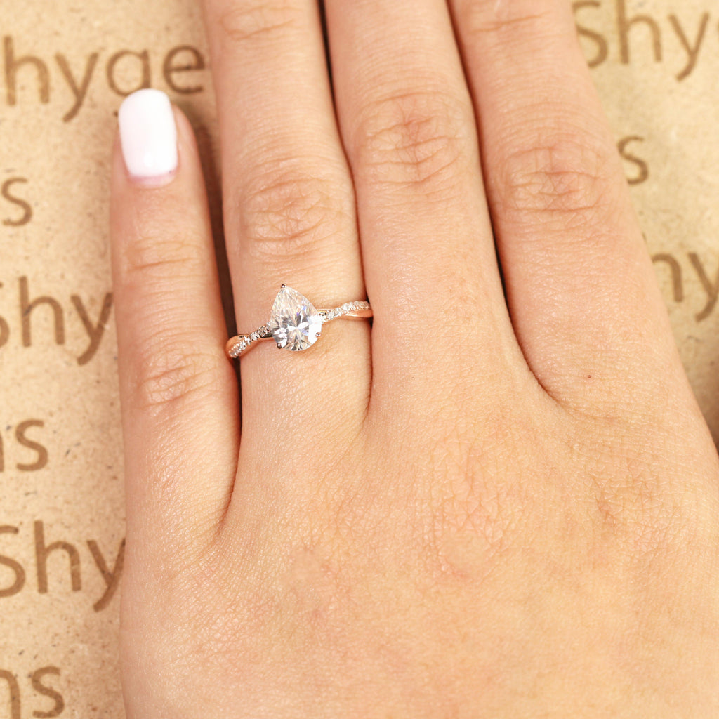 Teardrop 1.75 Carat Moissanite Infinity Engagement Ring