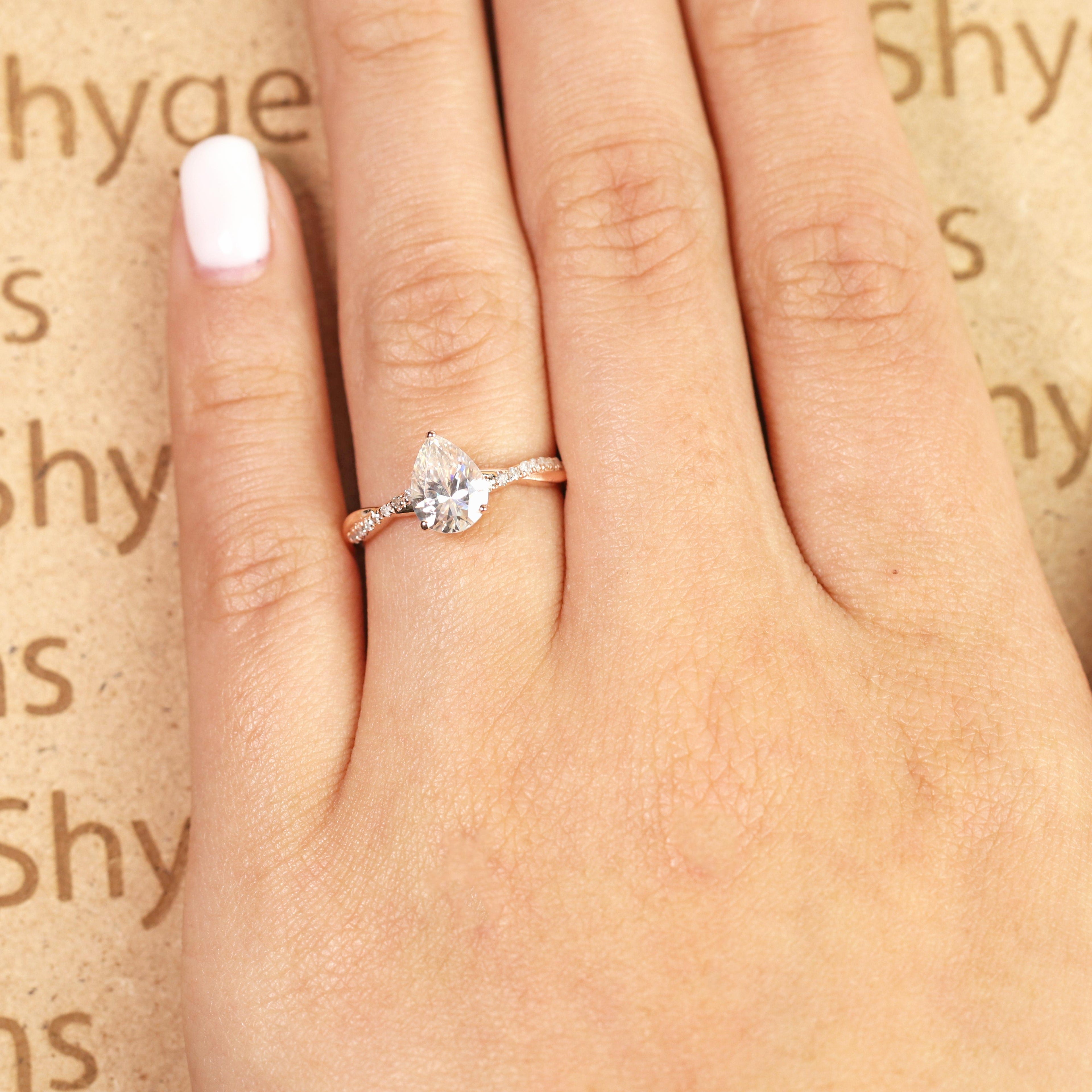 Teardrop 1.75 Carat Moissanite Infinity Engagement Ring