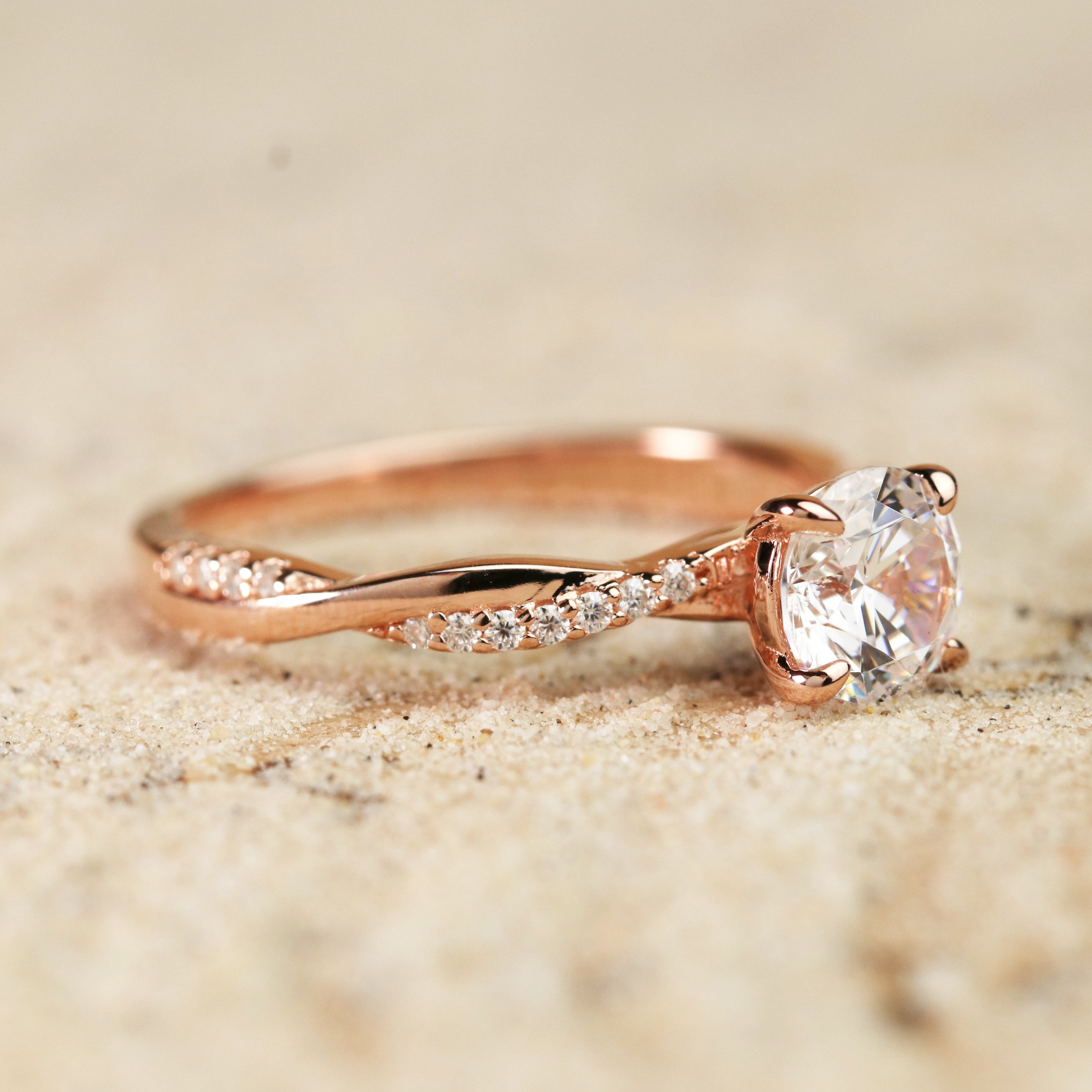 1.25 Carat Round Cut Moissanite Infinity Engagement Ring