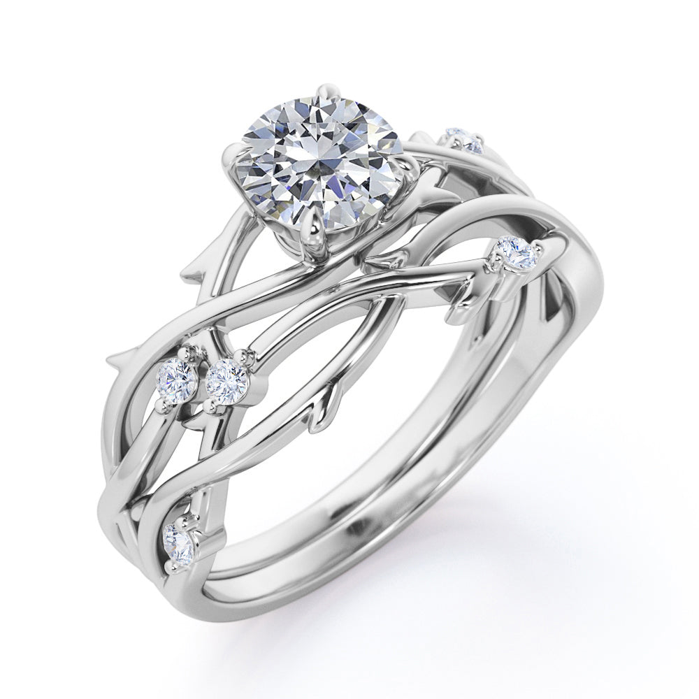 Twisted Twig 0.55 ct Round Moissanite Bridal Set
