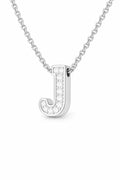 JeenMata Lab Grown Diamond Initial “J” Letter Necklace – Elegant Alphabet Pendant Gift – 18K White Gold Plating for Women