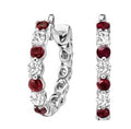 JeenMata 2 Carat January Birthstone - Garnet & Cubic Zirconia Hoop Earrings - Multicolor Birthstone Earrings in 18K White Gold Plating for Women