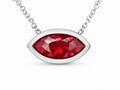 JeenMata 3.6 Carat January - Garnet Birthstone Marquise Cut Bezel Set Pendant Necklace - in 18K White Gold Plating for Women