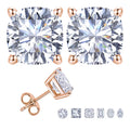 JeenMata 0.5 Carat Cushion Solitaire Moissanite Stud Earrings for Women, Earrings for Men, 18K Rose Gold Plated, Hypoallergenic Earrings, D VS1, Stud Earring for Woman, Jewelry, Gift, Earrings