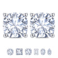 JeenMata 0.5 Carat Cushion Cut Moissanite 4 Prong Solitaire Stud Earrings in 18k White Gold Plating for Women
