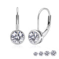 JeenMata 0.50 Carat Lab Grown Diamond Bezel Set Leverback Drop Earring - in 18K White Gold Plating Earrings for Women, Gift for Girlfriend, Mother, Her