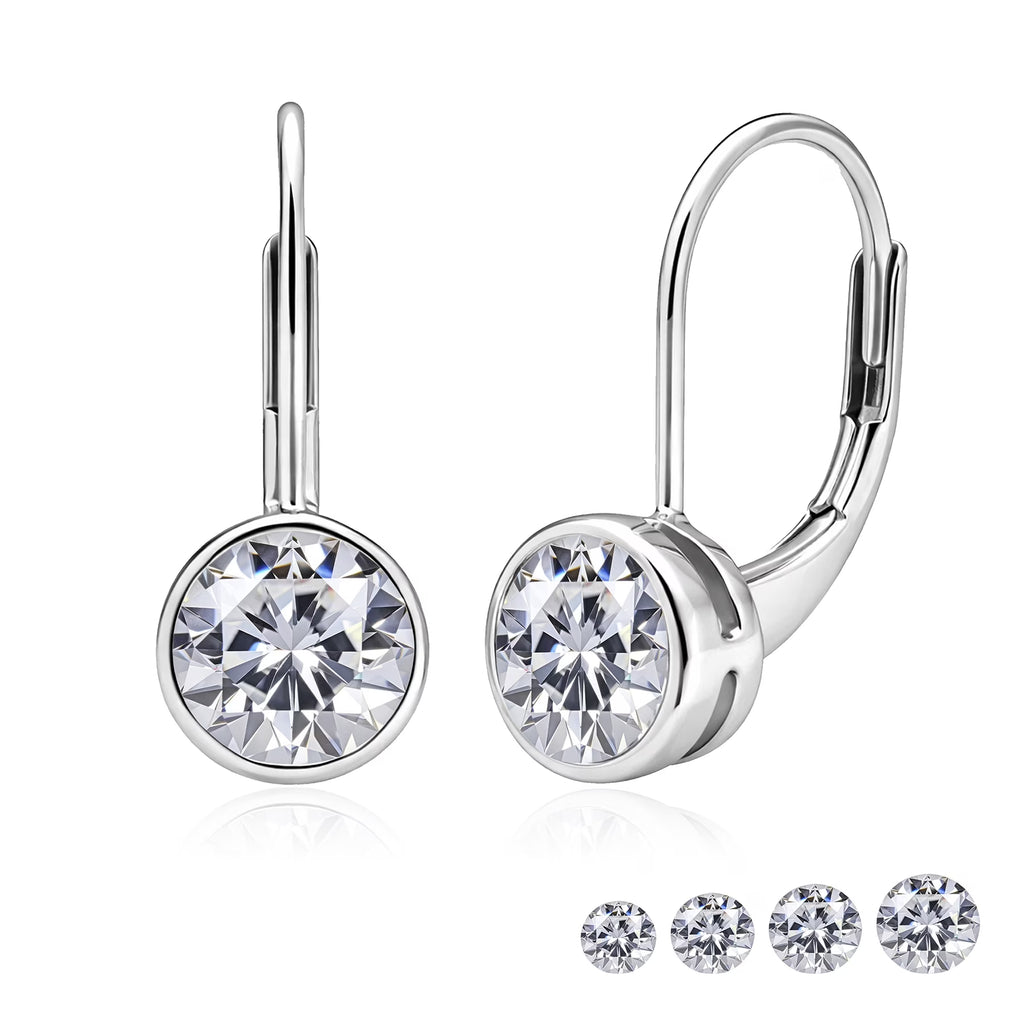 JeenMaJeenMata 0.75 Carat Lab Grown Diamond Bezel Set Leverback Drop Earring - in 18K White Gold Plating Earrings for Women, Gift for Girlfriend, Mother, Herta 0.75 Carat Lab Grown Diamond Bezel Set Leverback Drop Earrings 18K White Gold Plating for Women