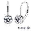 JeenMata 1.25 Carat Lab Grown Diamond Bezel Set Leverback Drop Earring - in 18K White Gold Plating Earrings for Women, Gift for Girlfriend, Mother, Her